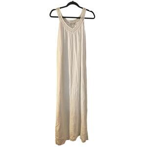 Terro Millennio White Dress Boho M Date Night Maxi 100% Linen Beachy Summer